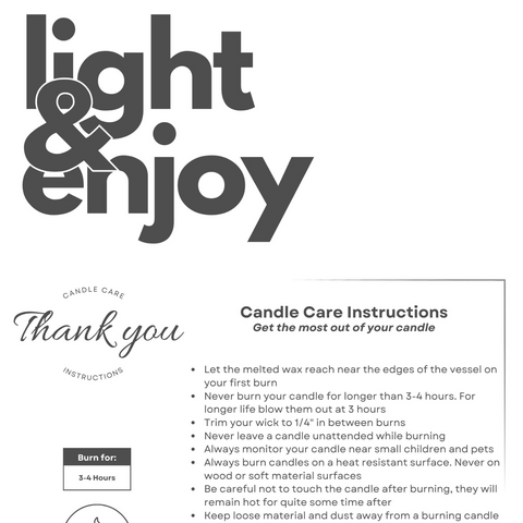 Printed Candle Care Cards | 50