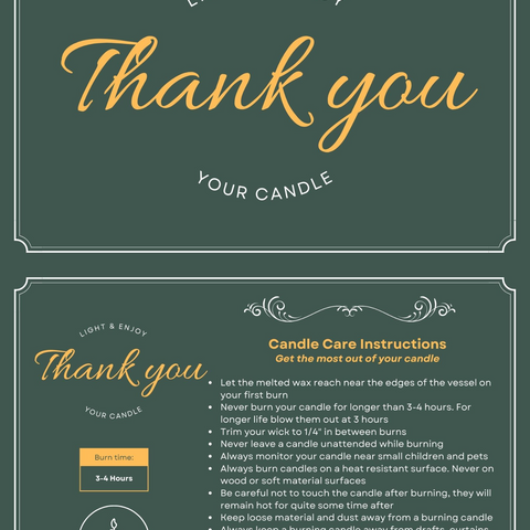 Printed Candle Care Cards | 50